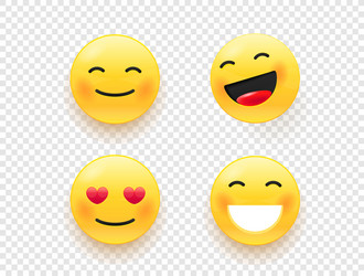 yellow web emoticons isolated on transparent vector