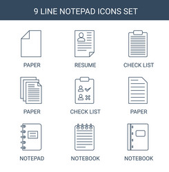 9 notepad icons vector