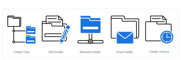 a set of 5 files icons as folder tree edit vector image