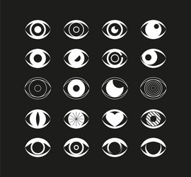 eye flat icon set open eyes images view simple vector