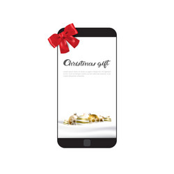 Modern cell smart phone with holiday bow christmas vector