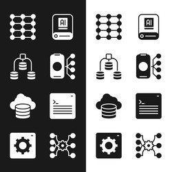 set neural network server data artificial vector image