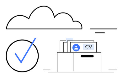 cloud storage and approved resume concept vector image