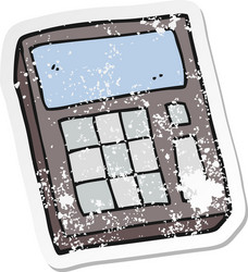 retro distressed sticker of a cartoon calculator vector