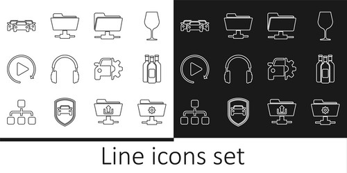 set line ftp settings folder bottles of wine vector image