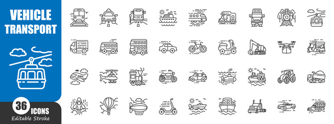 vehicle transportation outline icon editable vector image