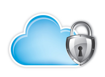 cloud computing security over white background vector