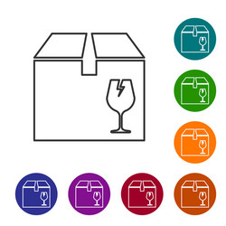 grey line delivery package box with fragile vector image