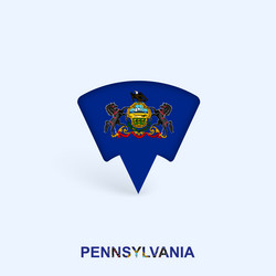 pennsylvania flag map pointer design with shadow vector image