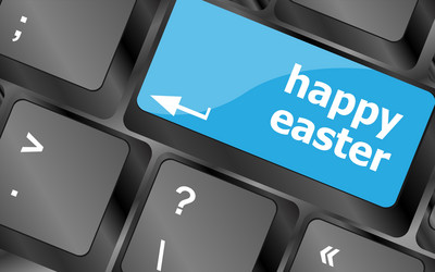 happy easter text button on keyboard vector image