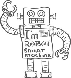 Cute Robot Sketch on White Vector Image