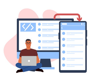 developer coding responsive mobile app vector image