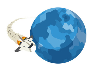 space element isometric planet with spaceship vector image