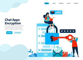 Website design of chat apps encryption and mobile vector