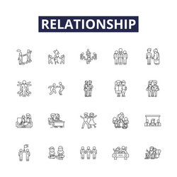 relationship line icons and signs union vector