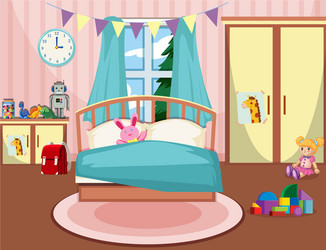 interior of girls bedroom vector