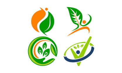 Leaf health logo design template Royalty Free Vector Image