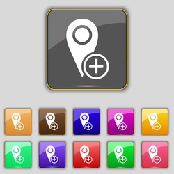 Map pointer icon sign set with eleven colored vector