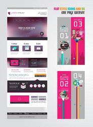 One page website flat ui design template vector