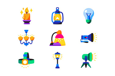 types of lightning icons set vector