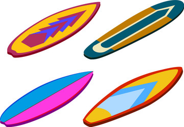 Isometric set stand up paddle surfing isolated vector