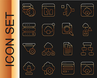 set line cloud technology data transfer hierarchy vector image