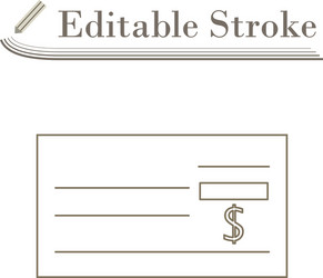 Bank Check Icon - Editable Stroke Vector Image