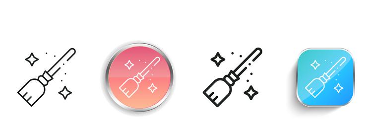 magic broom icon thin linear regular and button vector image