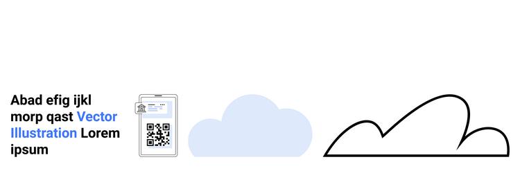 qr code on smartphone and cloud elements vector image