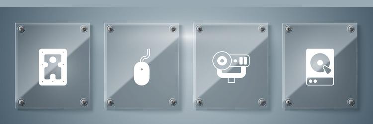 set hard disk drive hdd web camera computer mouse vector image