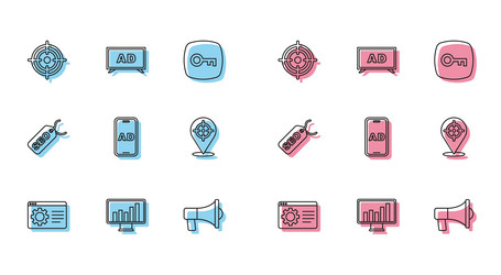 set line browser setting monitor with graph chart vector image