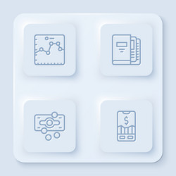 Set line browser with growth graph office folders vector