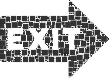 Exit arrow mosaic of squares and circles vector