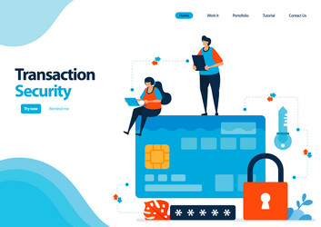 landing page template of secure transactions vector image
