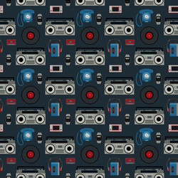 seamless pattern retro objects from the eighties vector image