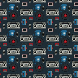 seamless pattern retro objects from the eighties vector