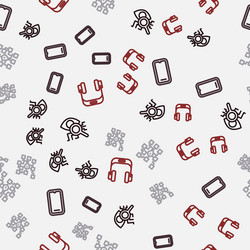 set line eye scan mobile phone neural network vector image