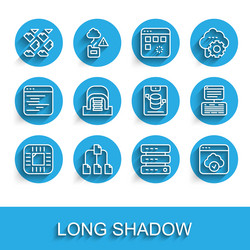 set line processor with cpu folder tree data vector image