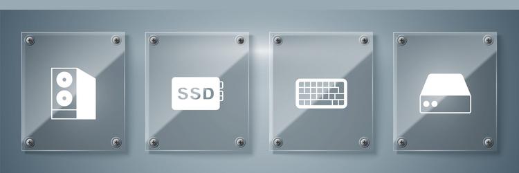 set server data web hosting keyboard ssd card vector