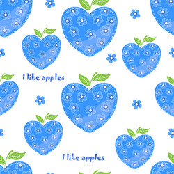 Seamless pattern with abstract apples and flowers vector