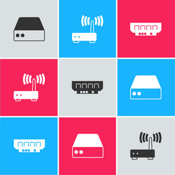 set server data web hosting router and wi-fi vector image