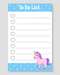to do list for kids empty template vector image