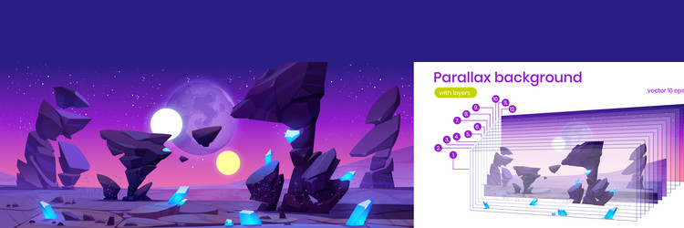 alien planet parallax background for game scene vector image