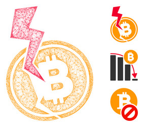 bitcoin crash lightning polygonal web mesh vector image