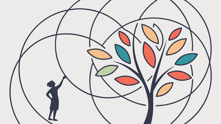 child drawing abstract tree with circular swirls vector image