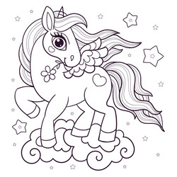 cute little winged unicorn pony princess black vector