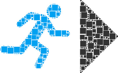 Exit direction mosaic of squares and circles vector