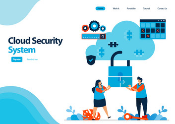 landing page template of cloud computing security vector image
