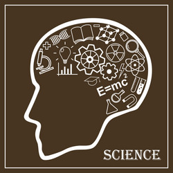 human head and icons of science vector