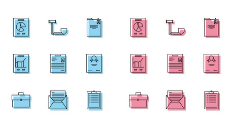 set line briefcase mail and e-mail document vector image